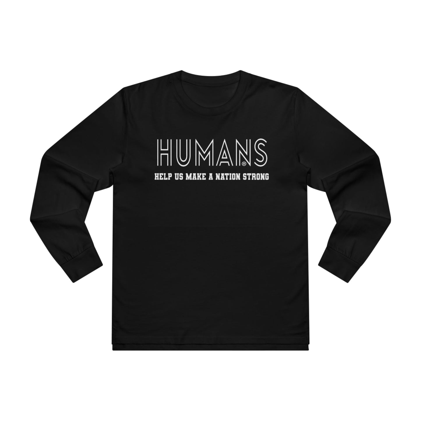 Men’s Base Longsleeve Tee - "HUMANS HELP US MAKE A NATION STRONG" - Inspirational Gift, Casual Wear, Activism Apparel, Everyday [...]