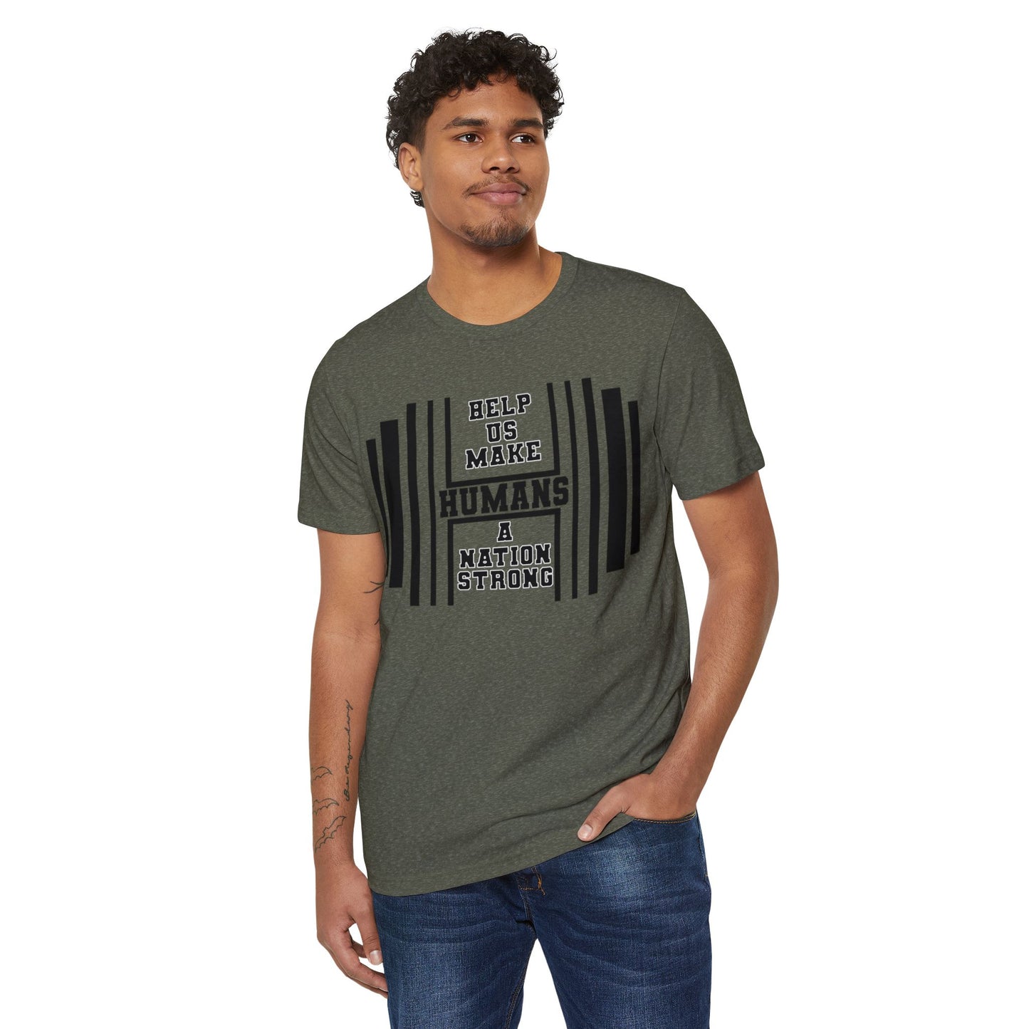 HUMANS APPAREL - Men's Organic T-Shirt - 'Help Us Make Humans A Nation Strong'
