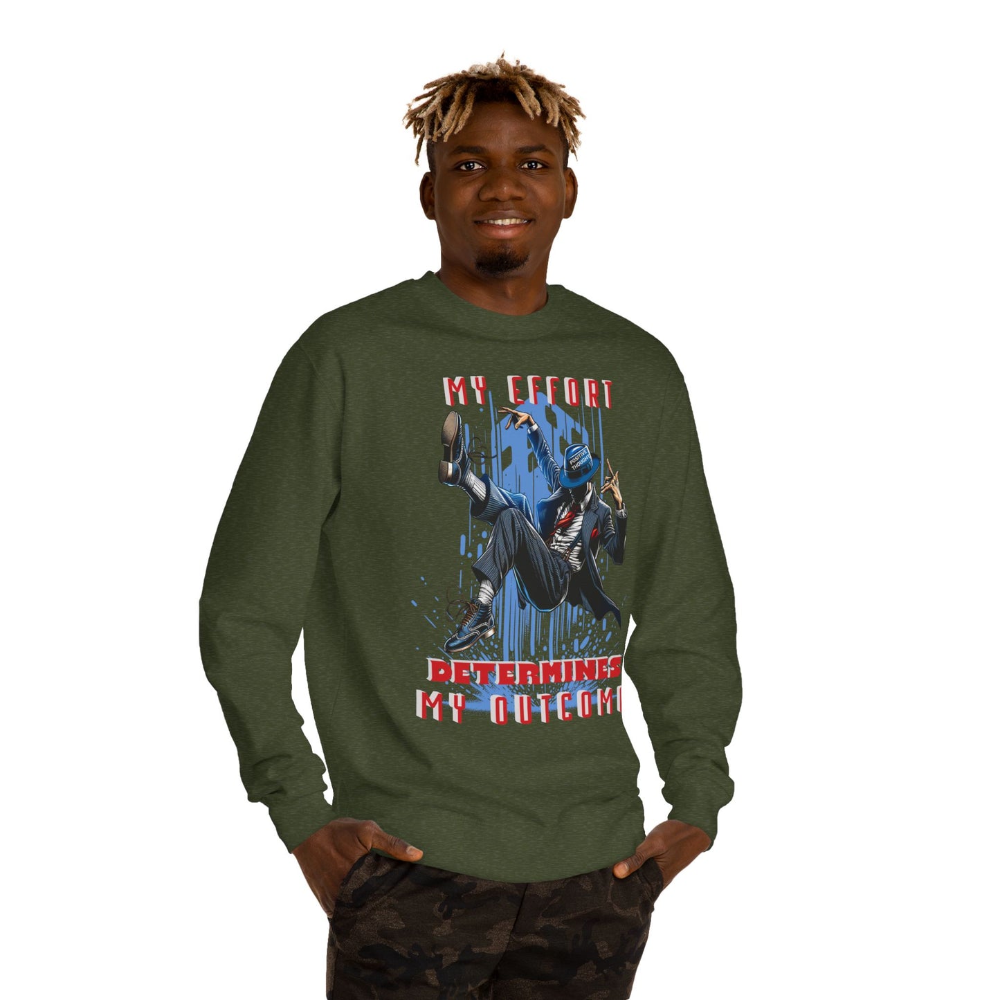 HUMANS APPAREL - Motivational Crew Neck Sweatshirt, "MY EFFORT DETERMINES MY OUTCOME" Casual Wear, Positive Vibes!