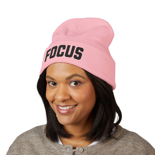 HUMANS BRAND - Focus Embroidered Cuffed Beanie - Stylish Winter Hat for Motivation